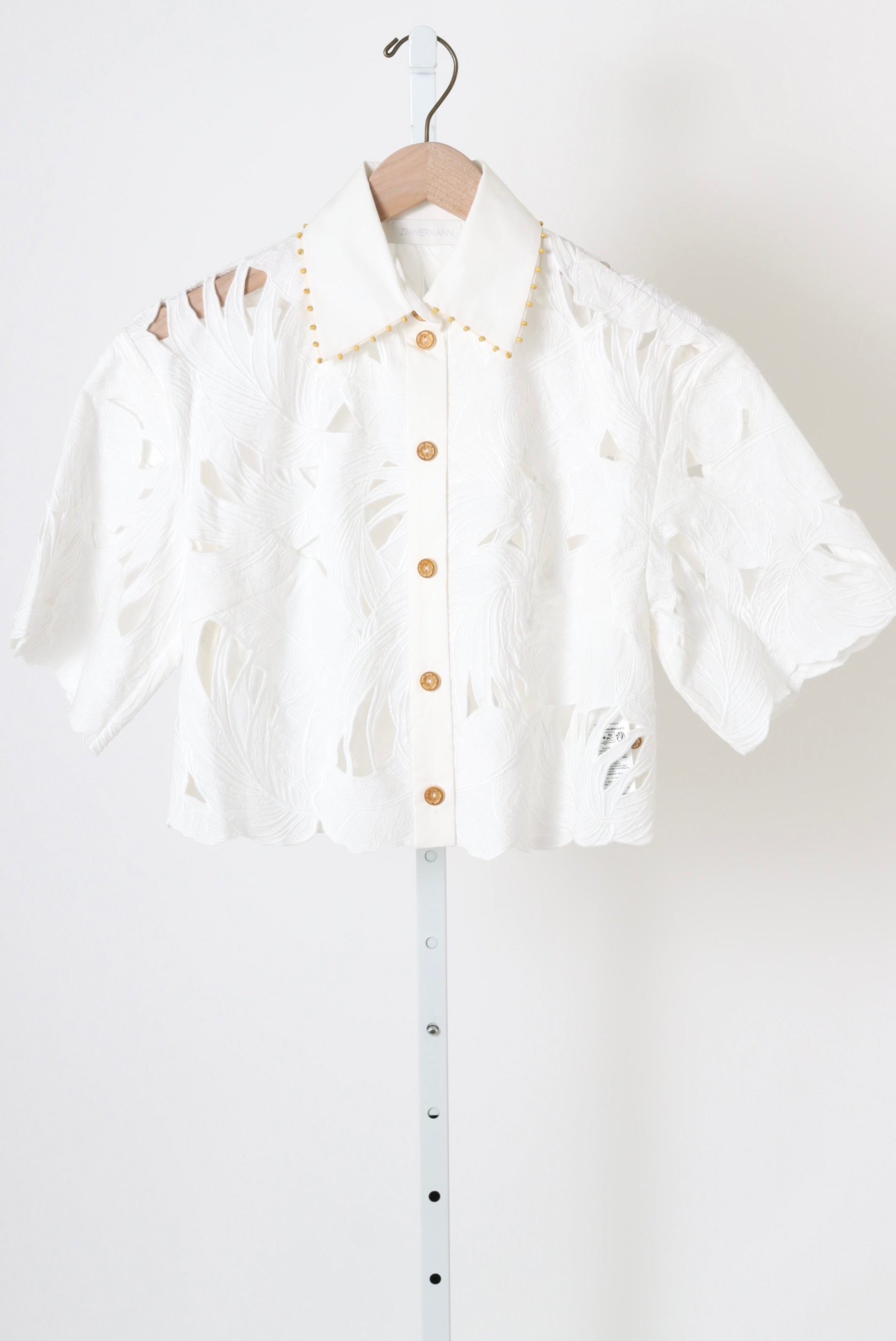 Mahon Embroidered Crop Shirt - Ivory