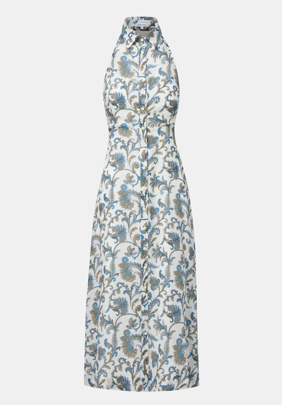 Mackey Paisley Halter Midi Dress - Dove White Multi