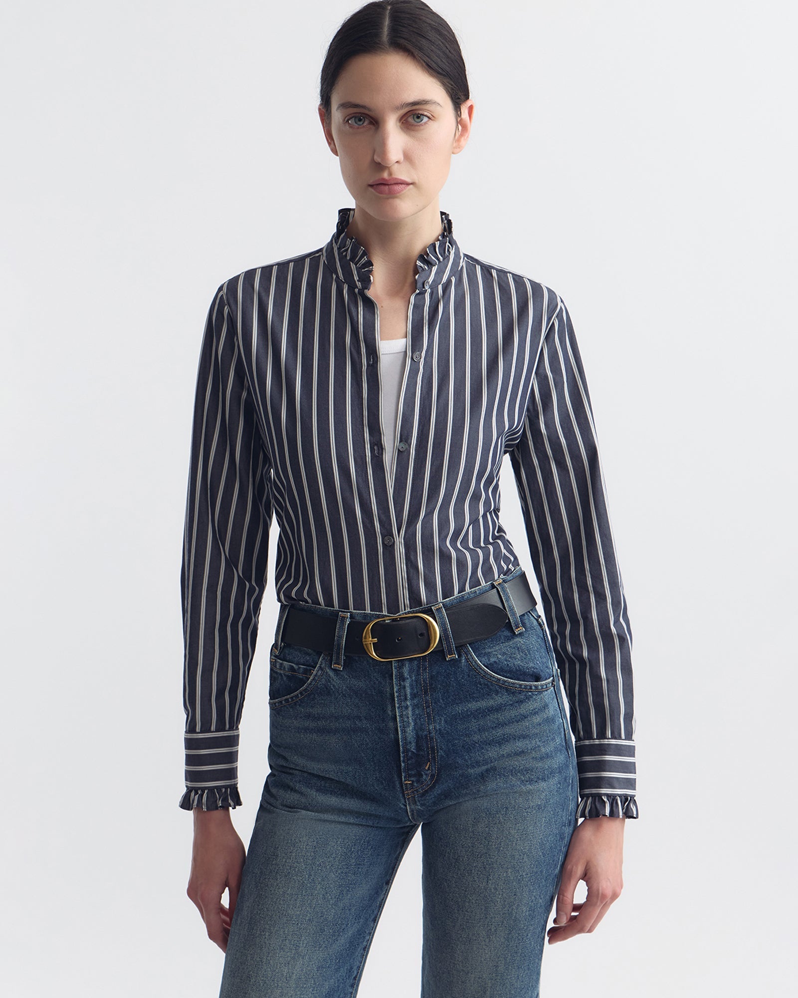 Lydia Shirt - Charcoal Stripe