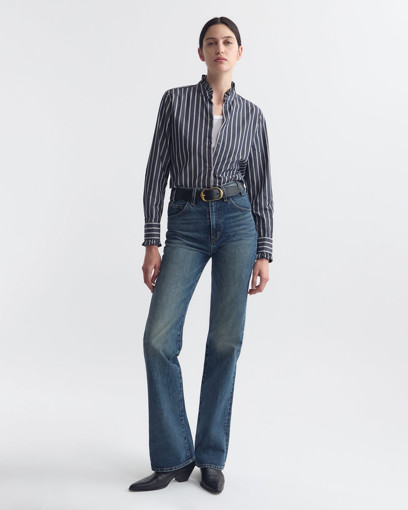 Lydia Shirt - Charcoal Stripe