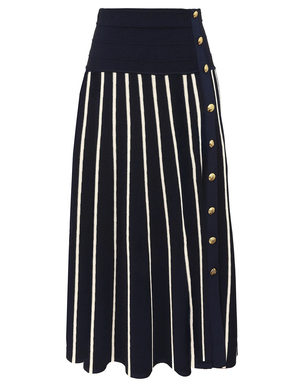 Luna Striped Midi Skirt - Navy / Cream